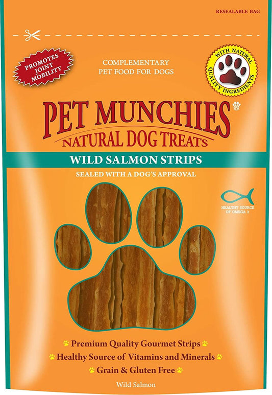 Pet Munchies Dog Treats Wild Salmon Strips 80g