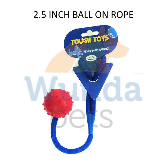 Tough Toys Rubber Pimpled Rope Ball 2.5 Inch