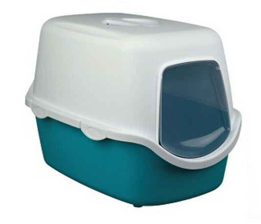 Trixie Vico Hooded Cat Litter Tray Turquoise & White