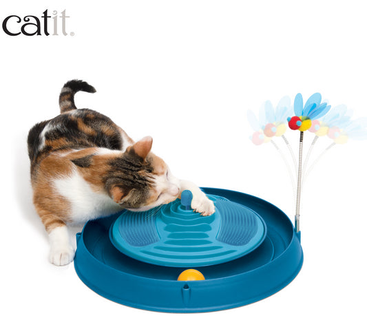 Catit Play Circuit Ball Toy With Massager Blue