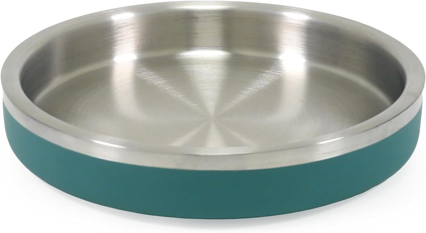 Rosewood Double Wall Stainless Steel Shallow Bowl 480ml - 17.5cm Teal Green