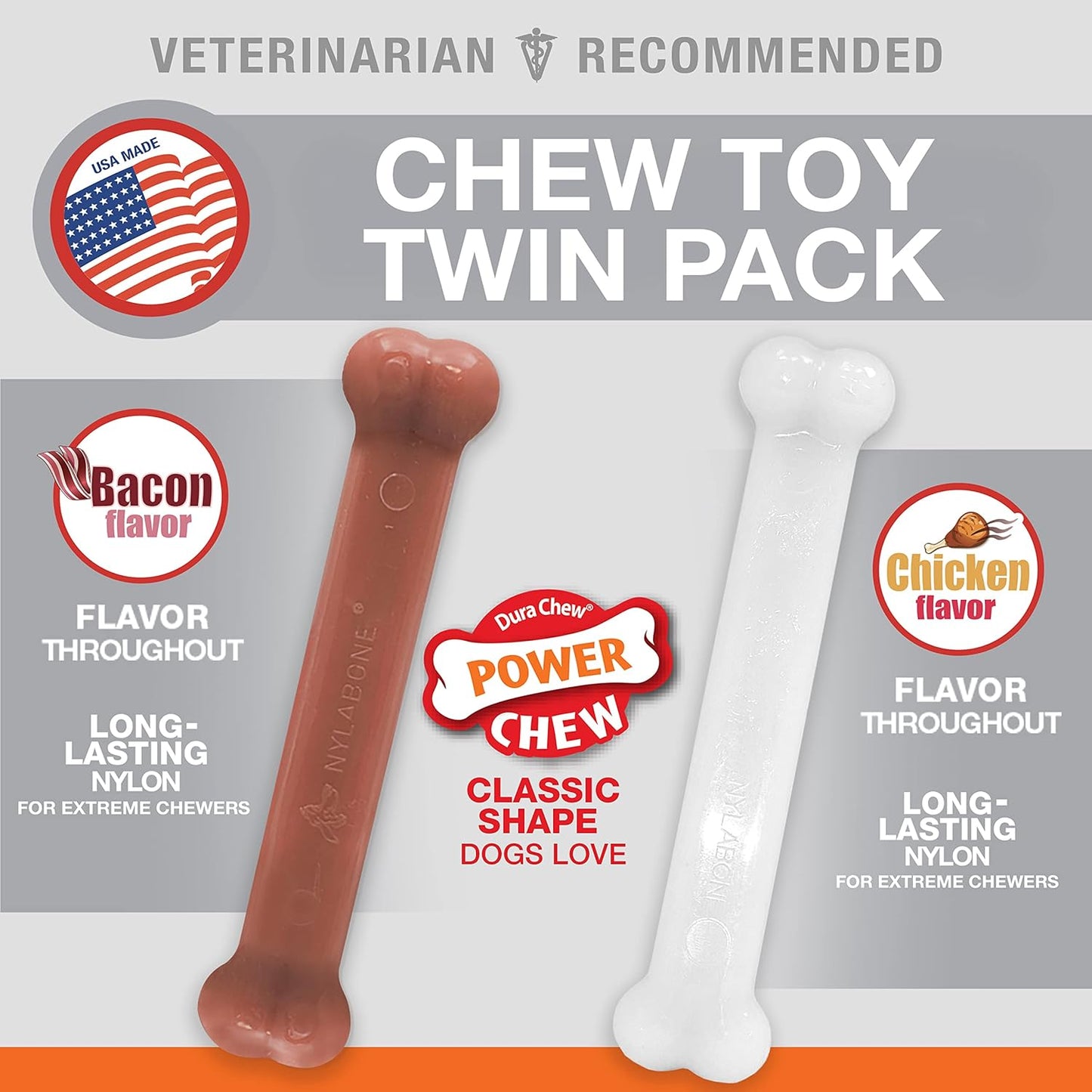 Nylabone Durachew Giant Twin Pack Chicken & Bacon