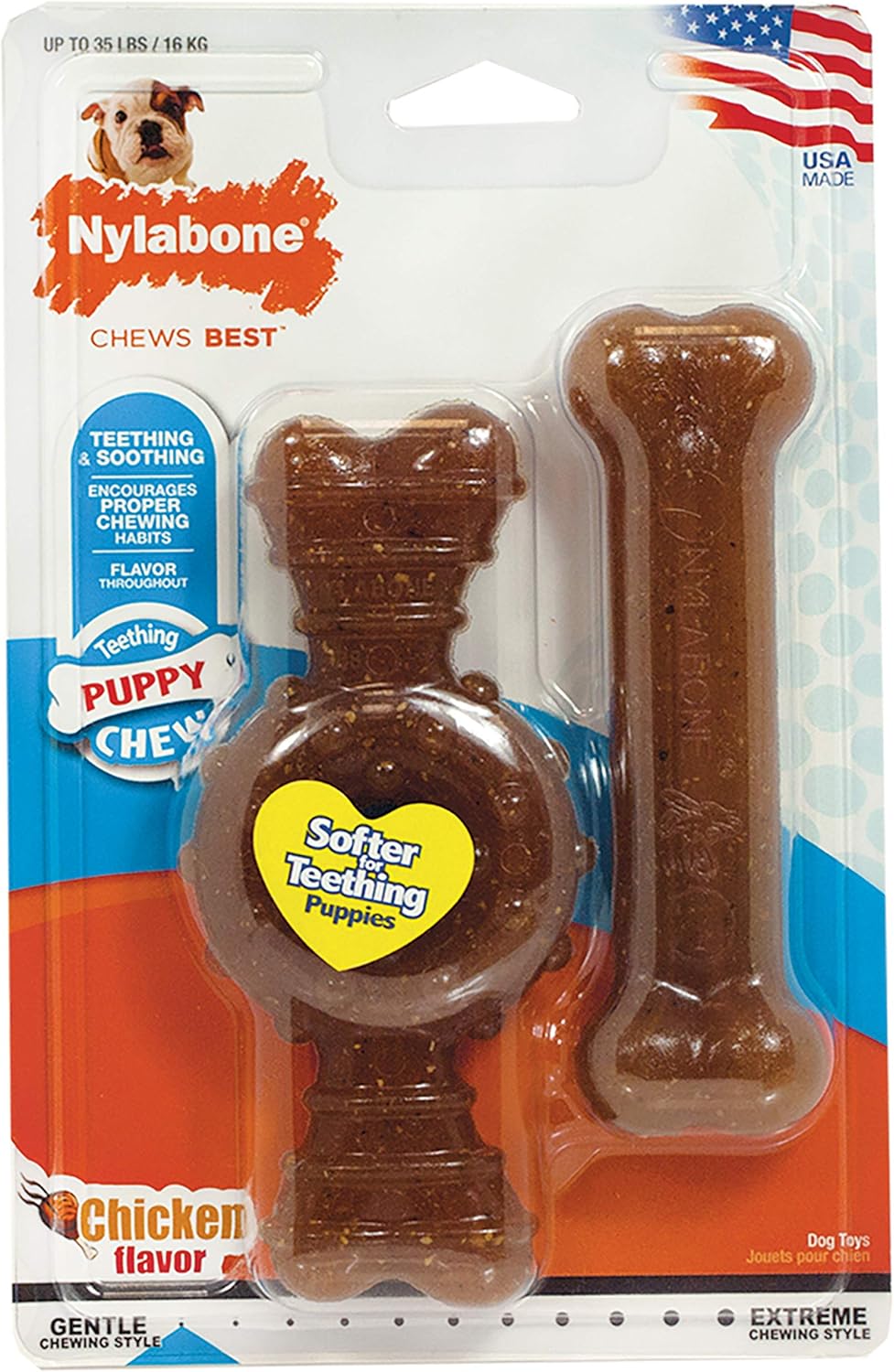 Nylabone Puppy Wolf Twin Pack Flexi Ring Bone & Bone