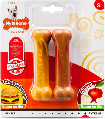 Nylabone Twin Pack Small Dog Apple & Cheeseburger