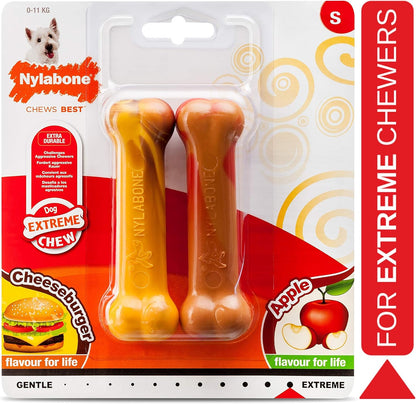 Nylabone Twin Pack Small Dog Apple & Cheeseburger