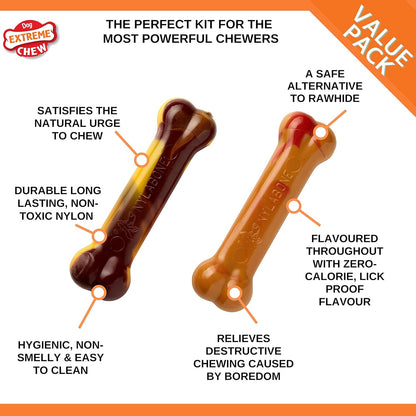 Nylabone Twin Pack Small Dog Apple & Cheeseburger