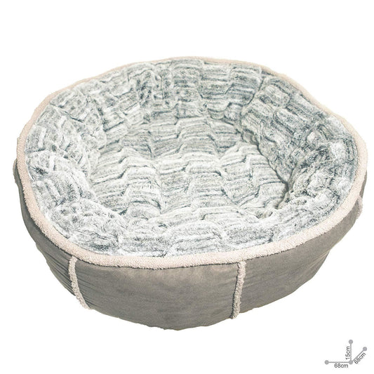 40 Winks Deep Plush Grey Donut Dog Bed 20"