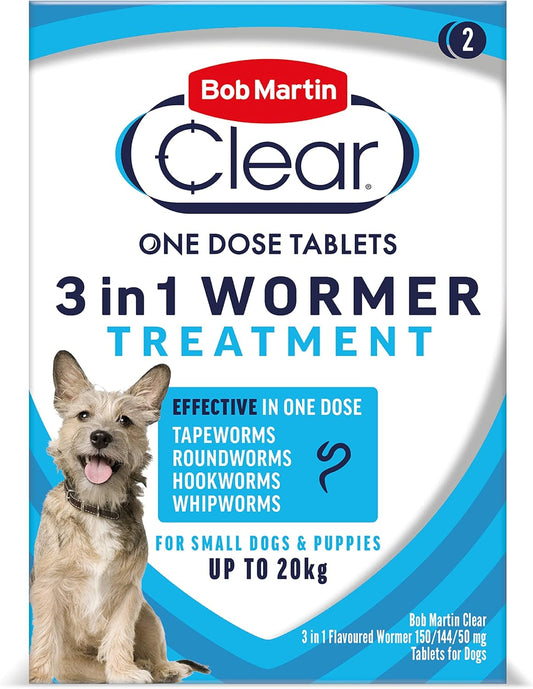 Bob Martin 3 In 1 Wormer Treatment Small Dogs Up To 20kg 2 Tablets