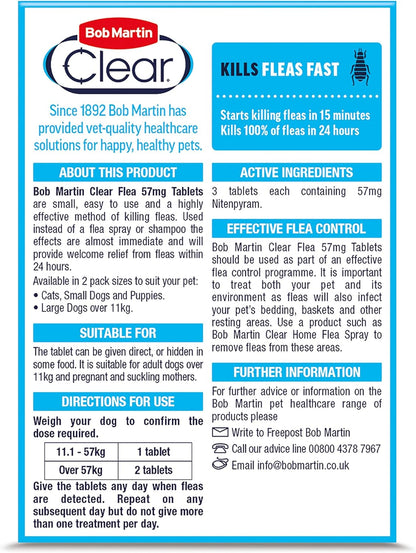 Bob Martin Clear One Dose Flea Tablet Large Dog 11Kg+ 3 Tablets