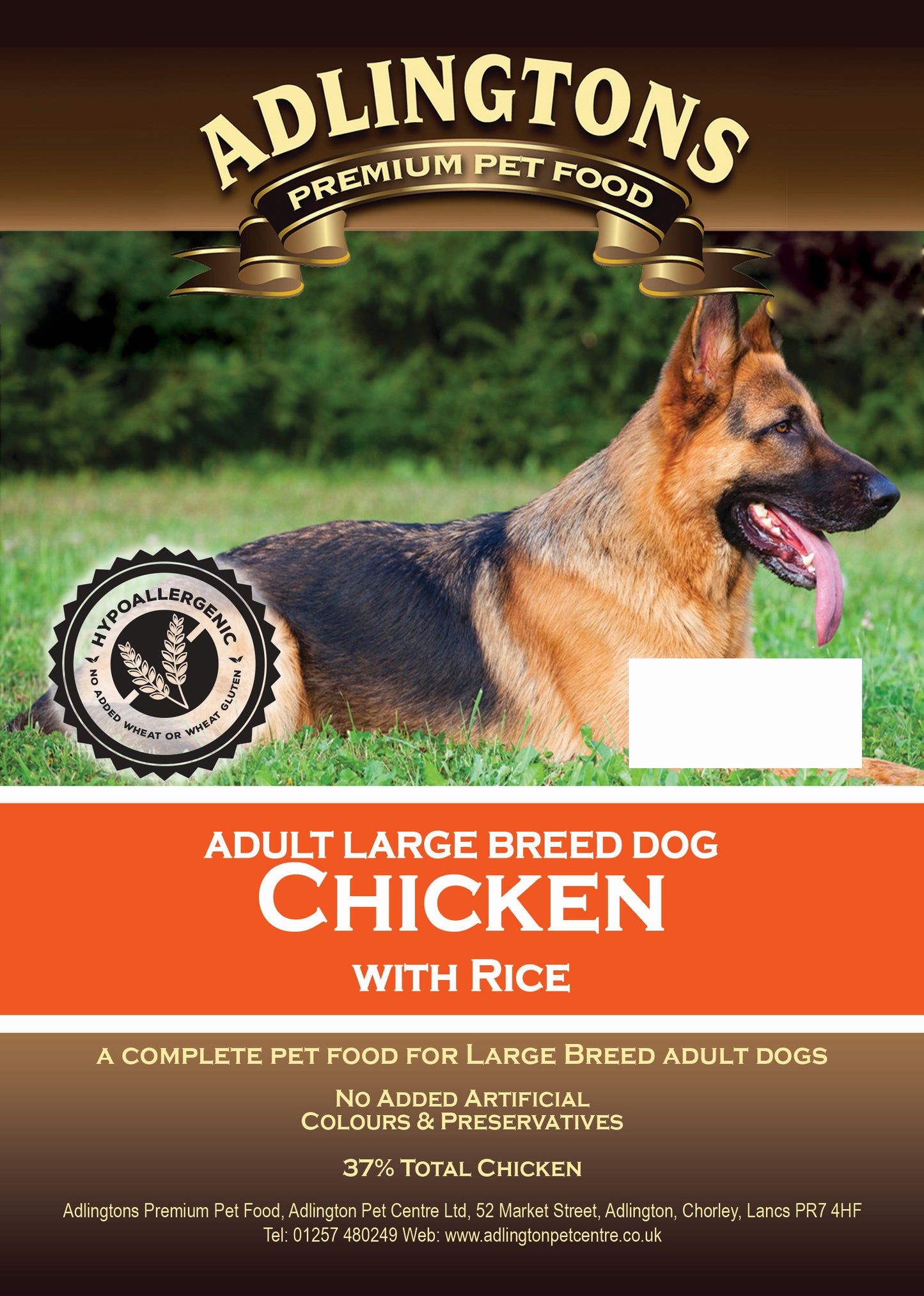 Adlingtons Premium Adult Large Breed Chicken & Rice 2kg