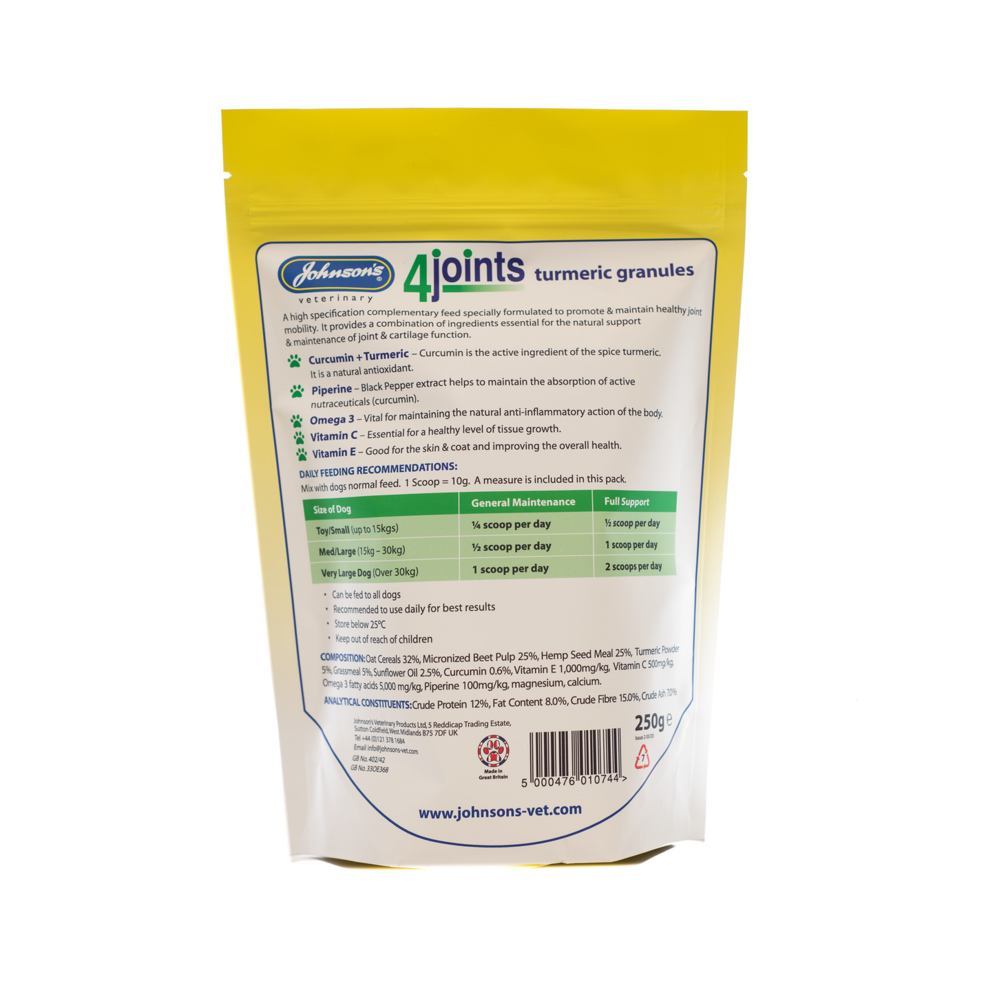 Johnson's Veterinary 4joints Tumeric Granules 250g