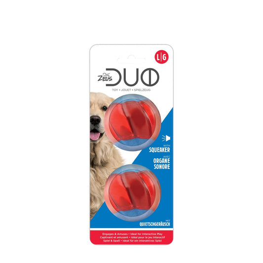 Zeus Duo Ball With Squeaker 2 Pack 6.3Cm