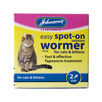 Johnson's Veterinary Easy Spot-on Wormer Tapeworm Treatment 2 Vials