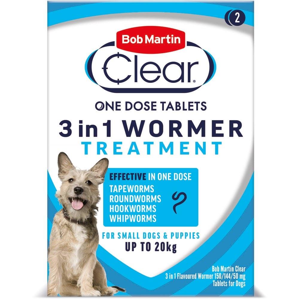 Bob Martin 3 In 1 Wormer Treatment Small Dogs Up To 20kg 2 Tablets