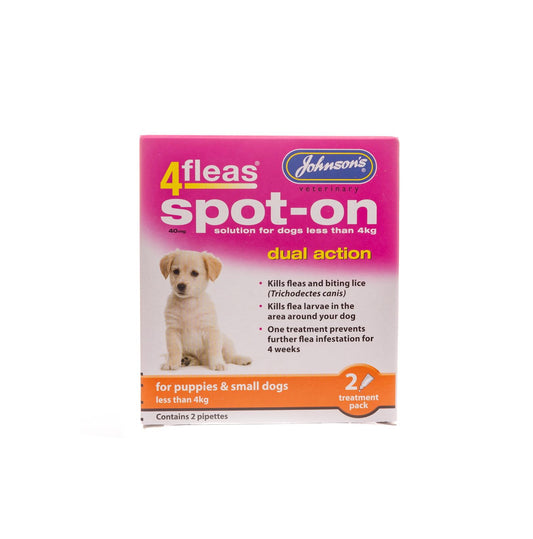 Johnson's Veterinary 4fleas Spot On Dual Action Puppies & Small Dogs 4kg<