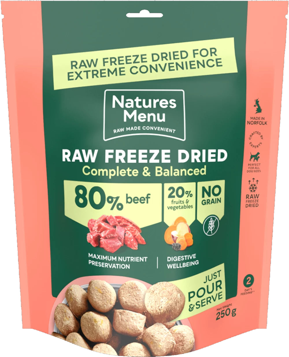 Natures Menu Freeze Dried 80/20 Beef 250g