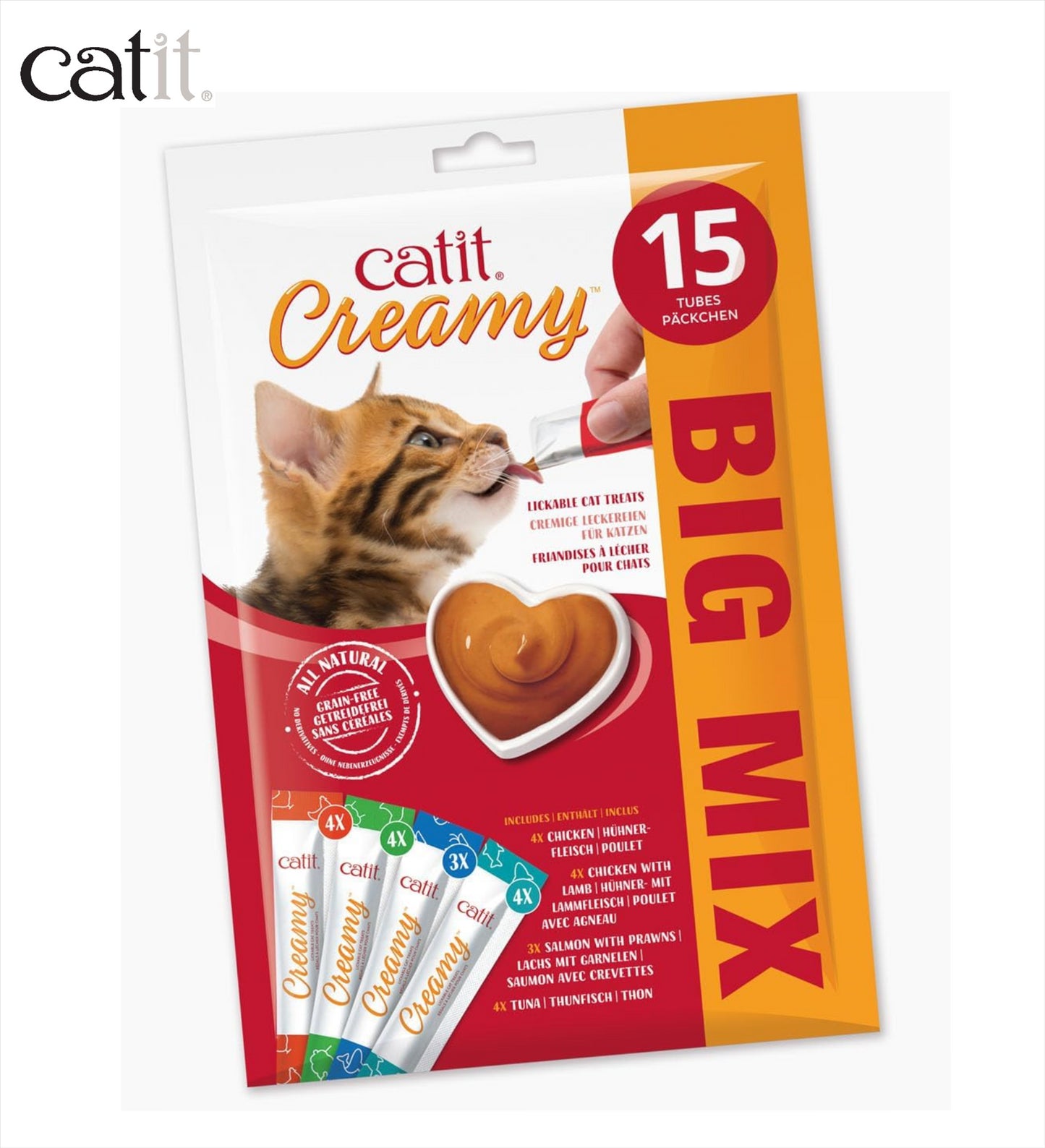 Catit Creamy Big Mix Cat Lickable Treats 15 Tubes