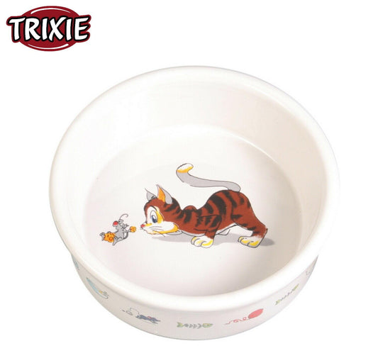 Trixie Comic Cat With Mouse Ceramic Bowl 200ml 12 cm