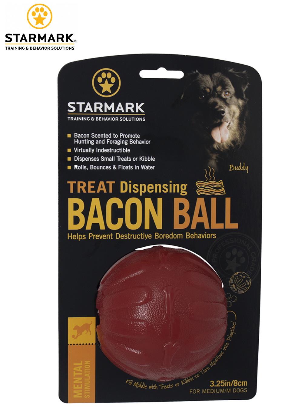 Starmark Treat Dispensing Bacon Ball 3.25"/8cm