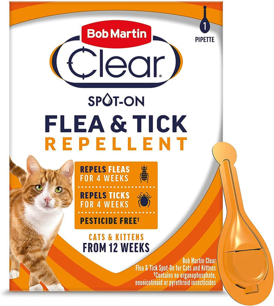 Bob Martin Clear Spot On Flea Repellent For Cats 1 Pipette