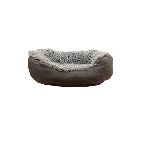 Rosewood Grey Lion Faux Suede Oval Dog Bed 25"