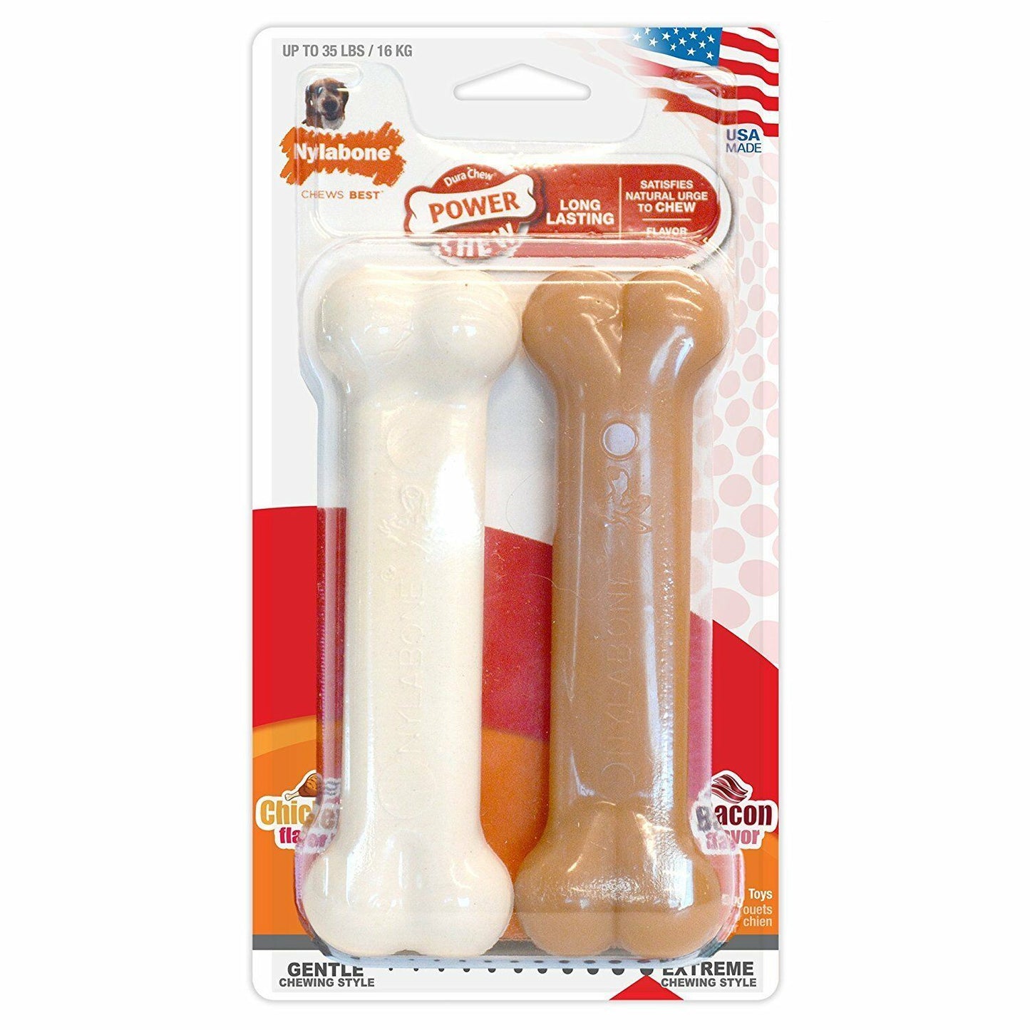 Nylabone Durachew Wolf Twin Pack Chicken & Bacon