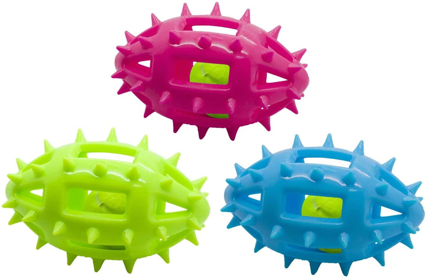 Dog Life Large Spikey Tpr Rugby Ball Assorted Colours