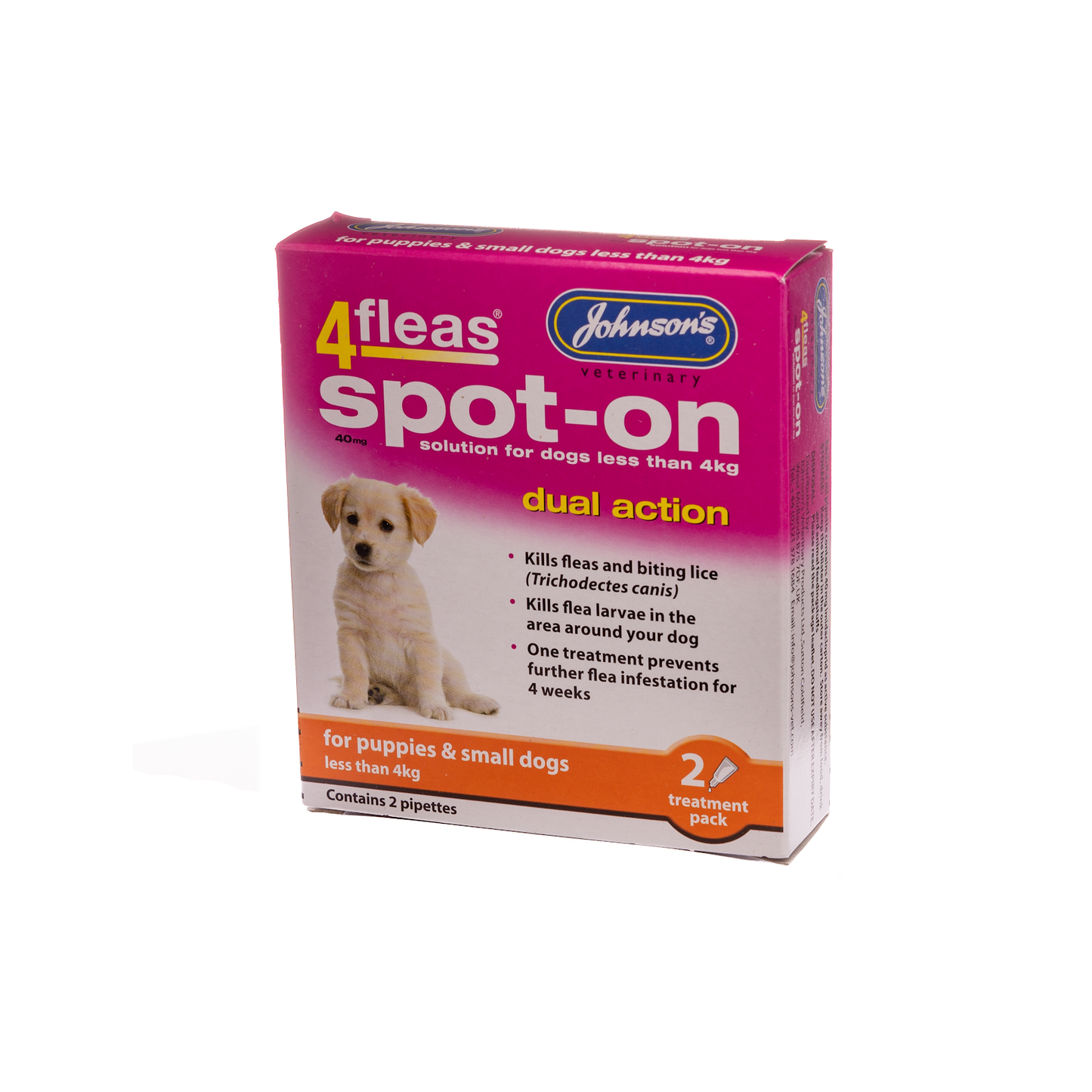 Johnson's Veterinary 4fleas Spot On Dual Action Puppies & Small Dogs 4kg<