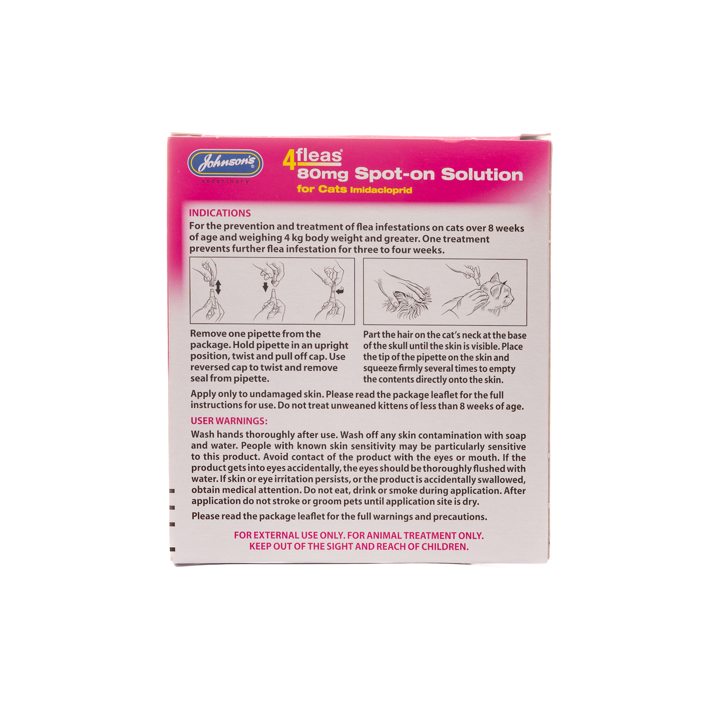 Johnson's Veterinary 4fleas Spot On Dual Action Cats 4kg+