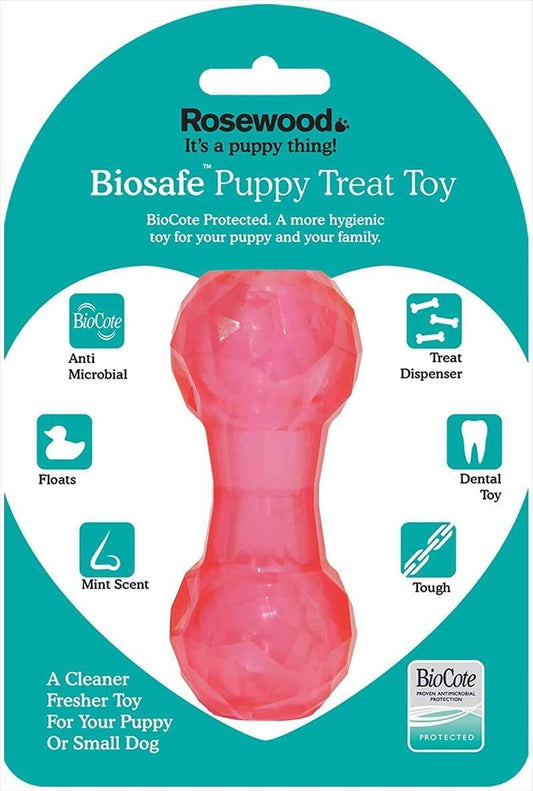 Rosewood Biosafe Puppy Dumbbell Pink