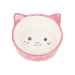 Pet Platter Polka Ceramic Cat Bowl Pink 300ml 5''