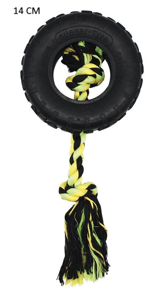 Grrrelli Medium Black Rubber Tyre Tugger 14cm