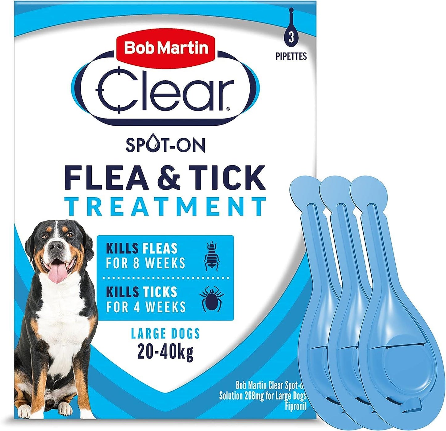 Bob Martin Clear Spot On Flea Treatment Large Dogs 20-40kg 3 Pipettes