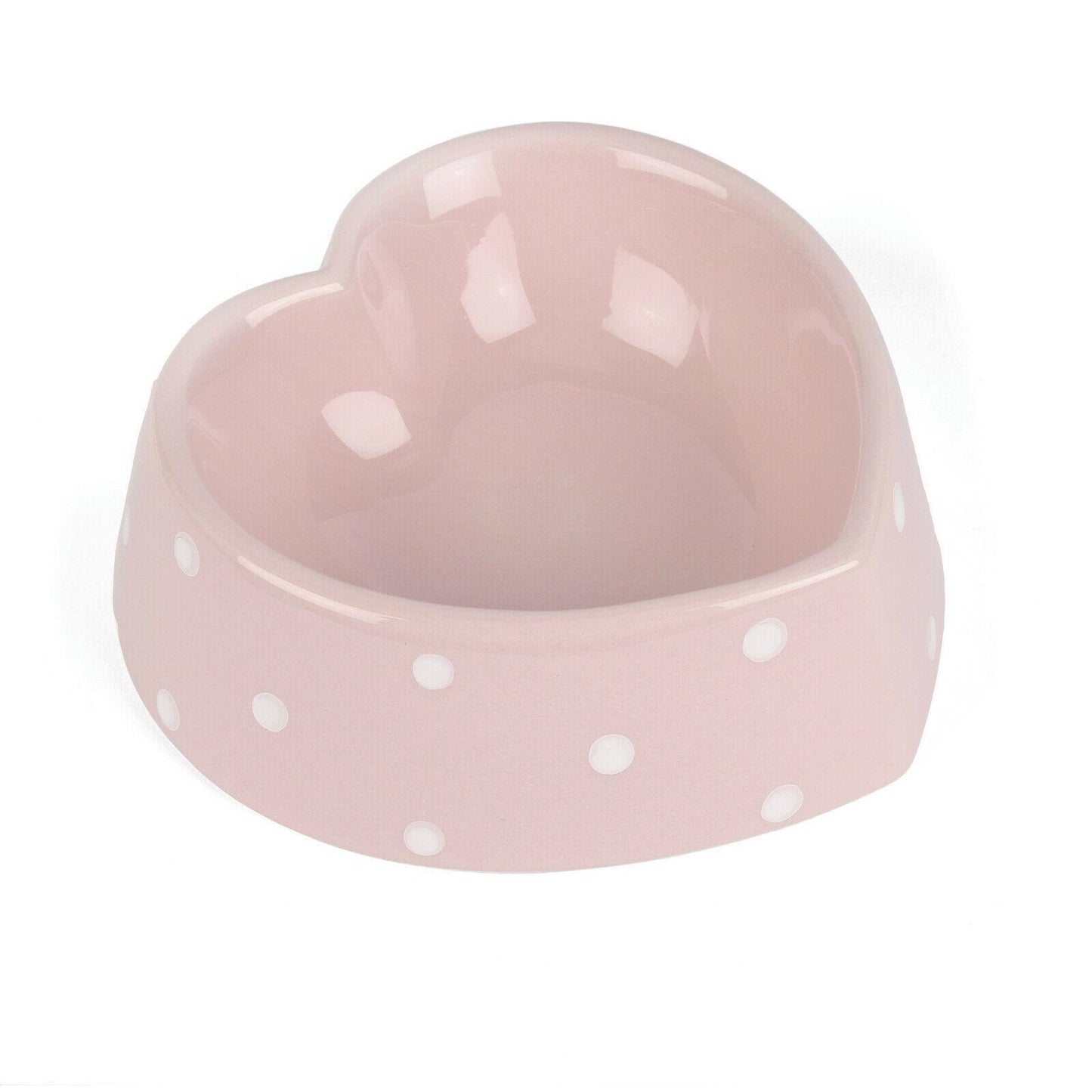 Pet Platter Polka Heart Pet Bowl Pink 15cm