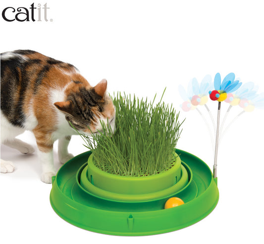 Catit Play Circuit Ball Toy With Grass Planter