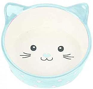 Pet Platter Polka Ceramic Cat Bowl Blue 300ml 5''