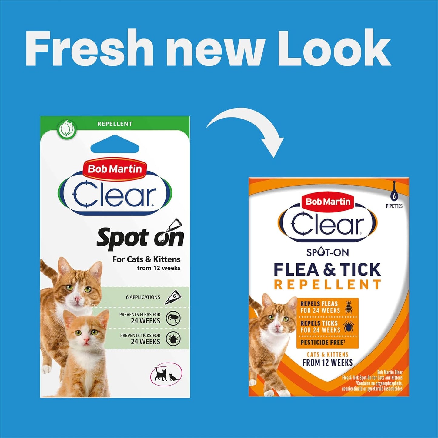 Bob Martin Clear Spot On Flea Repellent For Cats 6 Pipettes