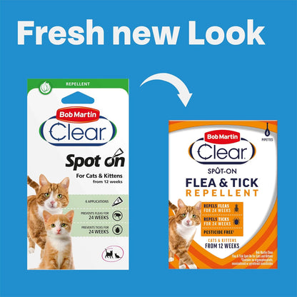 Bob Martin Clear Spot On Flea Repellent For Cats 6 Pipettes