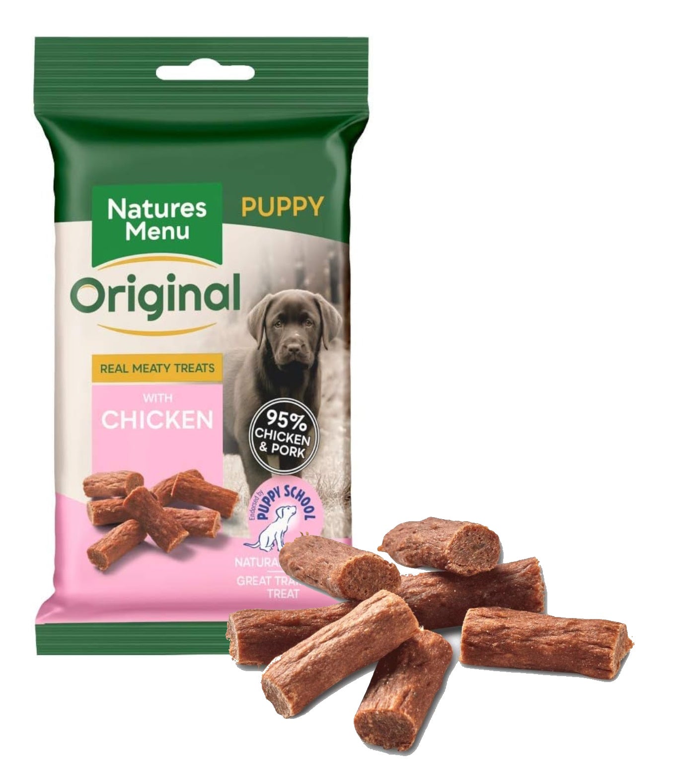 Natures Menu Real Meaty Puppy Treats Chicken & Pork 60g